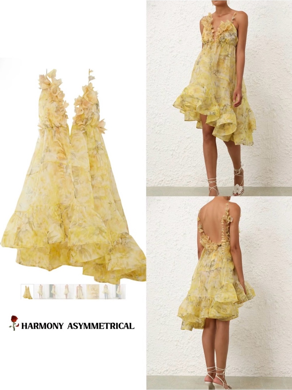 Zimmermann Harmony Draped Silk Mini Dress In Yellow Peony - Picture 2 of 4